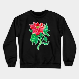 Christmas Poinsettia Flower Watercolor Crewneck Sweatshirt